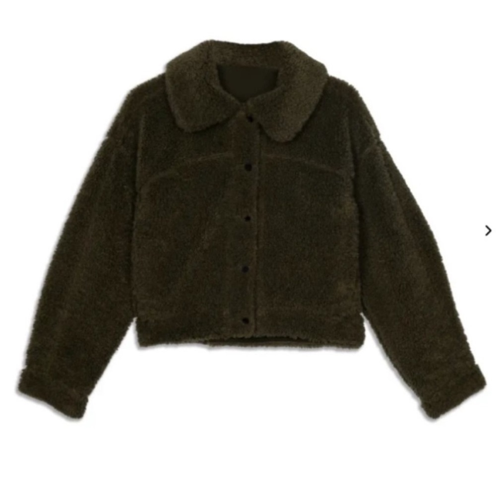 Lululemon Cropped Teddy Jacket Olive Green - Picture 4 of 11